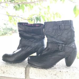 Women’s black leather 2” cone-heeled boots